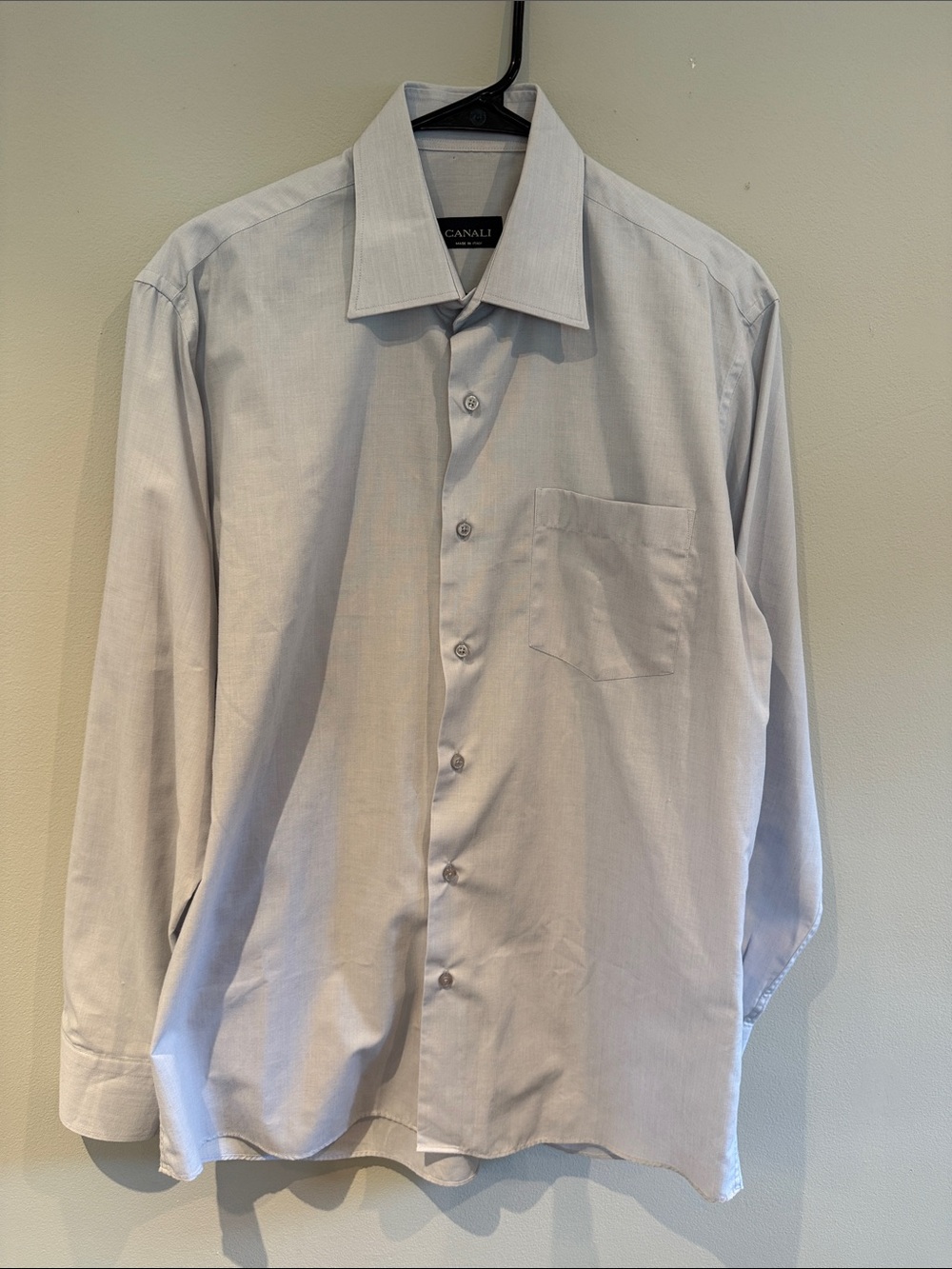Canali Men's Light Gray Dress Shirt with Spread Collar